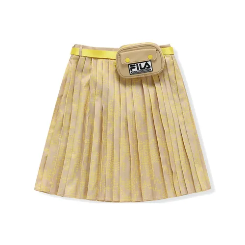 White Mountaineering X FILA FUSION FILA FUSION Hakusan L Collaboration Collection Casual Long Skirts Women's Gold Cherry Blossom Night