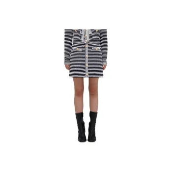 Self portrait Casual Short Skirts Women's Blue Stripes Pattern