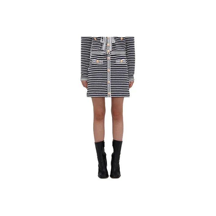 Self portrait Casual Short Skirts Women's Blue Stripes Pattern-0