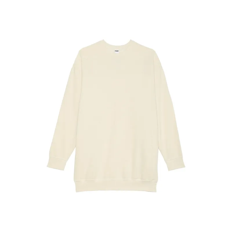 Victoria's Secret PINK Ivy Fleece Oversized Sweatshirt Dress/WS Long-Sleeved Dresses Women's White Shell-0