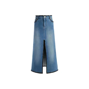 ALICE+OLIVIA FW24 RYE Denim Long Skirts Women's Blue