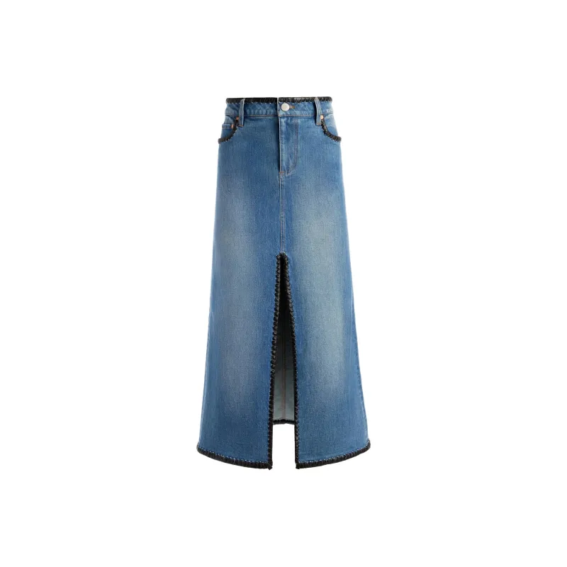 ALICE+OLIVIA FW24 RYE Denim Long Skirts Women's Blue-0