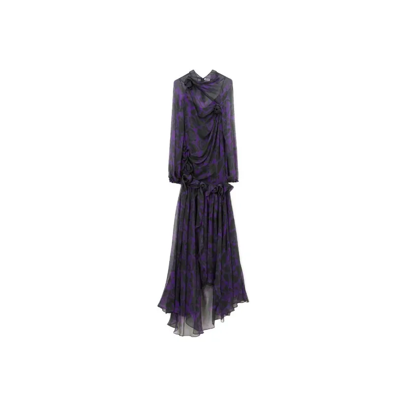 Burberry Long-Sleeved Dresses Women's Purple-0