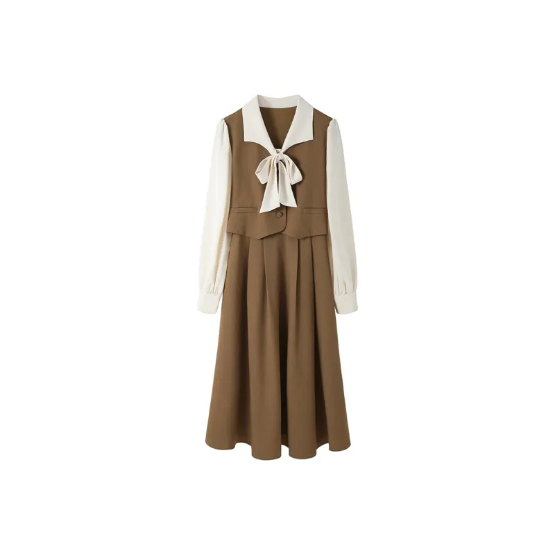 Host Book Long-Sleeved Dress Women's Coffee-0