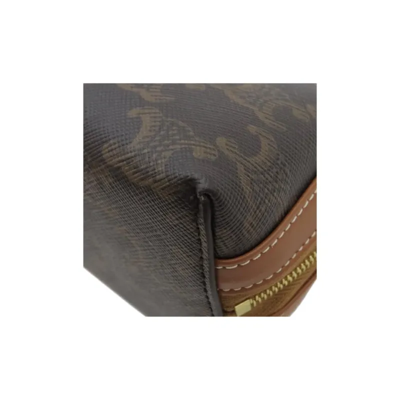 CELINE Calfskin Makeup Bag, Clutch Women's Tawny-3