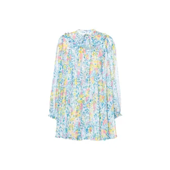 MIU MIU SS23 Long Sleeved Dress Women's Blue