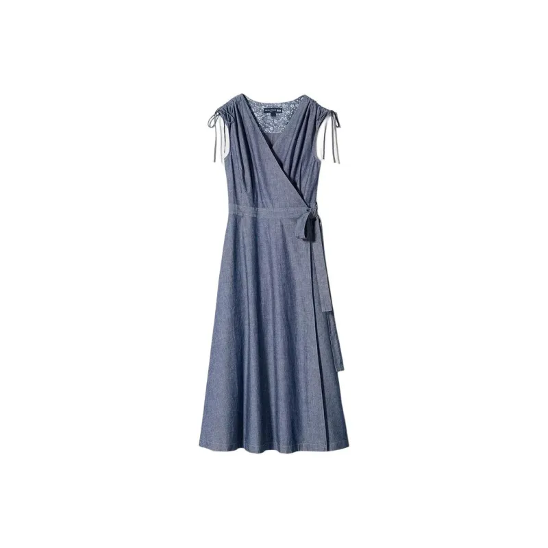 Ines De La Fressange X UNIQLO X Ines De La Fressange Sleeveless Dresses Women's Dark Blue-0