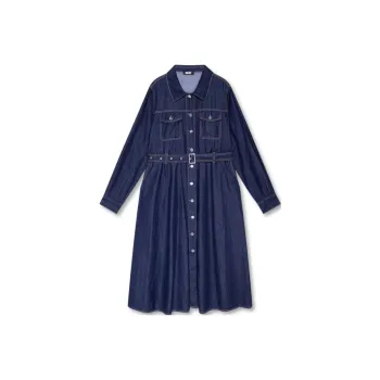 DKNY Long Sleeved Dress Women's Dark Denim Blue