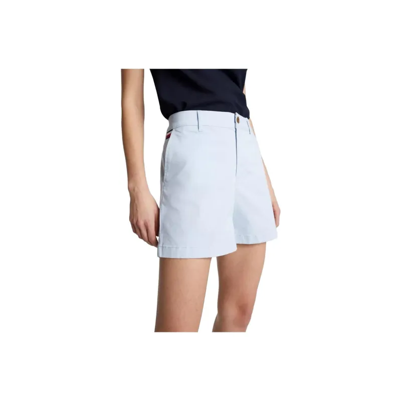 Tommy Hilfiger Solid 5' Short Pants & Shorts Breezy Blue Casual Shorts Women's Blue-0