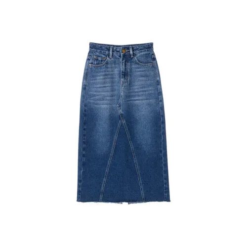 EKOOL Denim Long Skirts Women's Blue