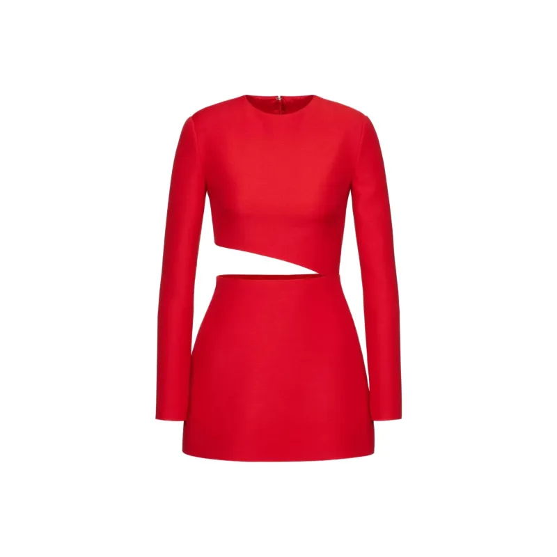 Valentino SS23 Long Sleeved Dress Women's Red-0