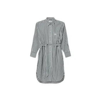 LACOSTE Long Sleeved Dress Women's Blue White