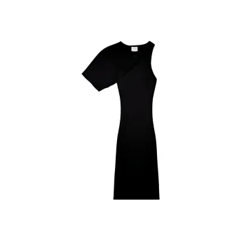 COURREGES Asymmetric Ribbed knit Midi Dress