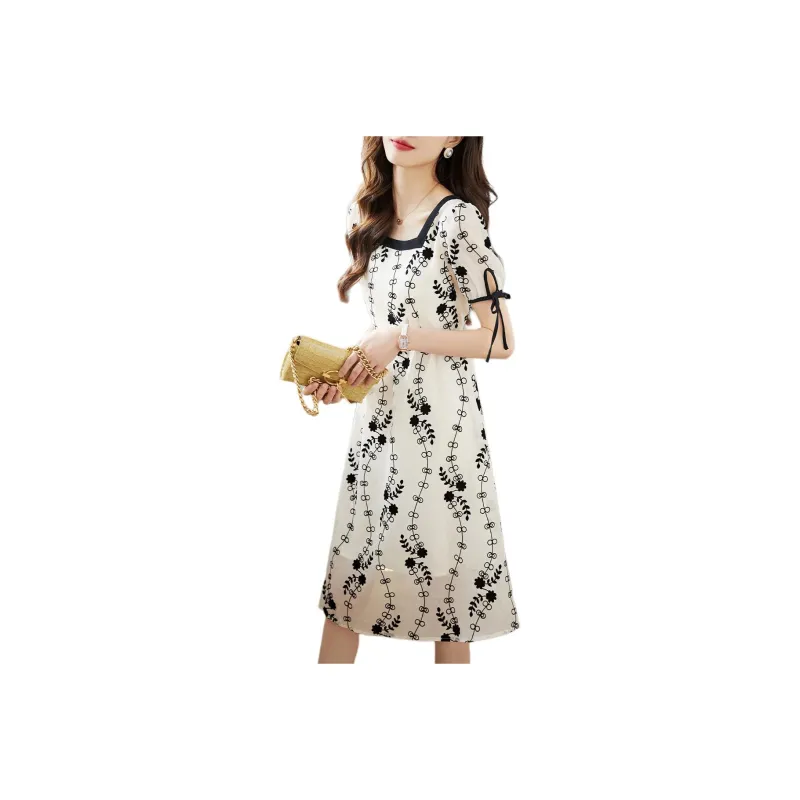 Mo Han Yi Mei Short Sleeved Dresses Women's White-0