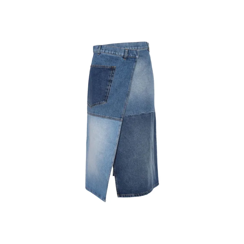 PHILOSOPHY DI LORENZO SERAFINI Patchwork Denim Wrap Skirt-0