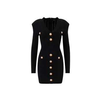 BALMAIN Long Sleeved Dress Women's Black