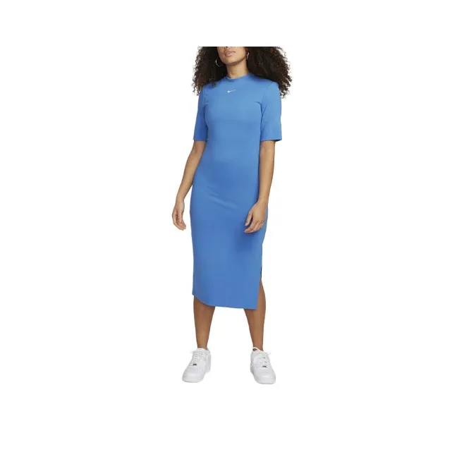 Nike Sportswear Essentials Series Short-Sleeved Dresses Women's Blue-0