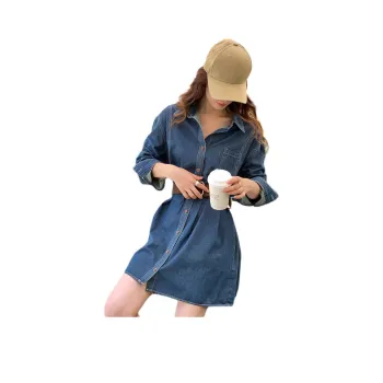 NANING 9 Long-Sleeved Dresses Women's Blue