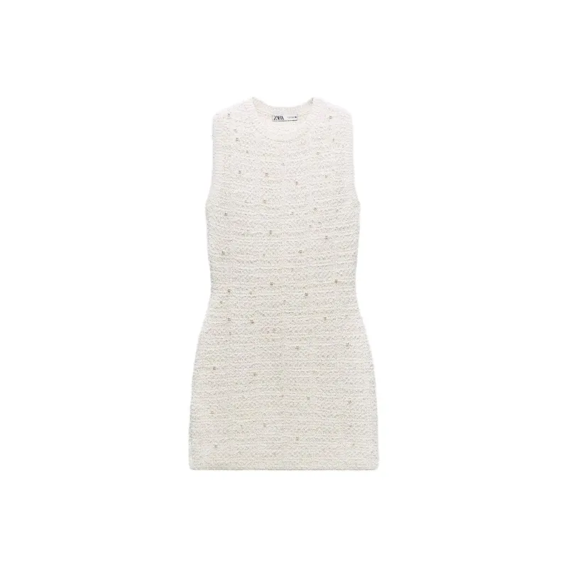 ZARA Sleeveless Dress Women's White-0