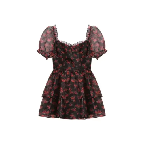 JOSR Short Sleeved Dress Women's Red Floral