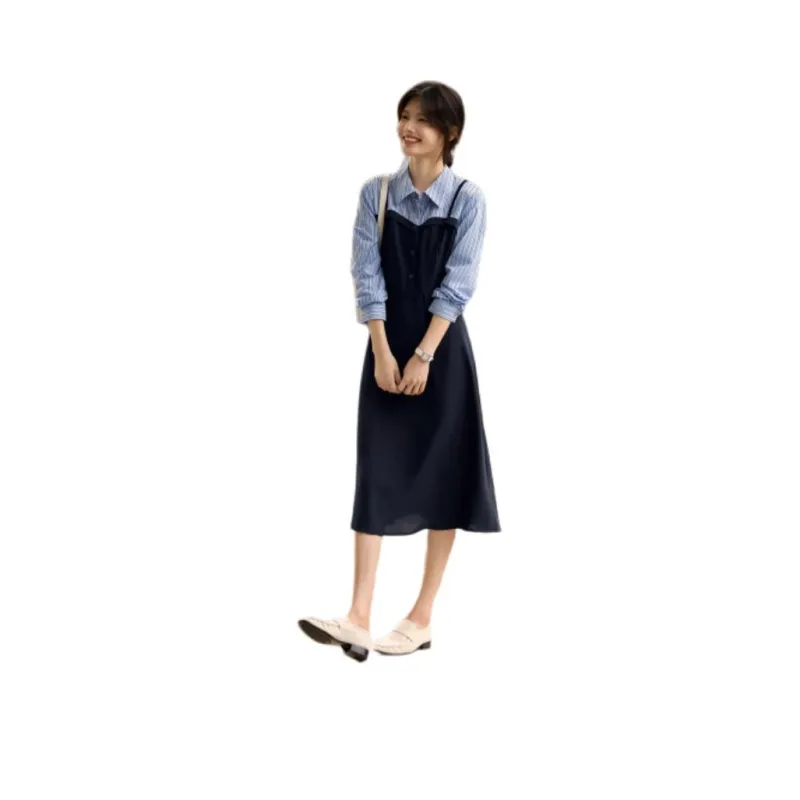 XWI Long Sleeved Dress Women's Navy Blue-0