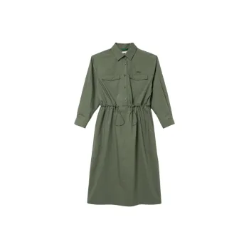 LACOSTE Long Sleeved Dress Women's Khaki Olive