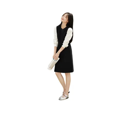 Mo Han Yi Mei Long Sleeved Dresses Women's Black