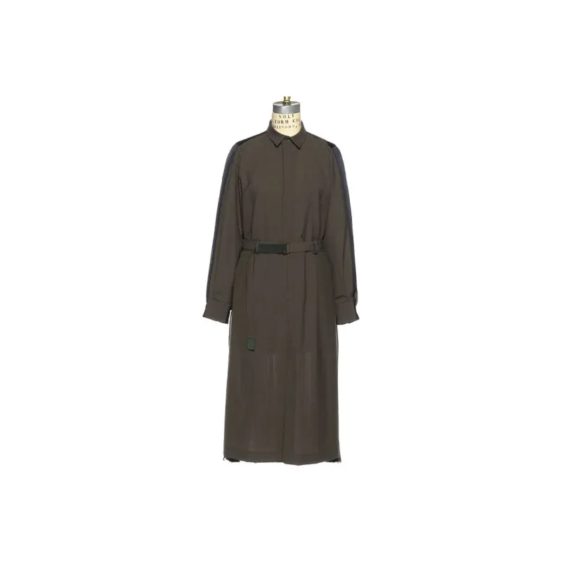 Sacai Barneys New York Silver Seat Flagship Store 20th Anniversary Commemoration Series Long-Sleeved Dresses Women's Khaki-0