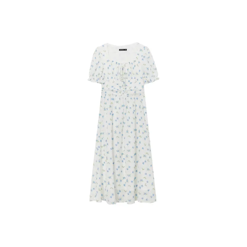 WESTLINK Short-Sleeved Dresses Women's White/Blue Color-0