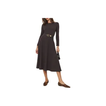 REFORMATION Wiley Knit Dress Long-Sleeved Dresses Women's Blackcurrant