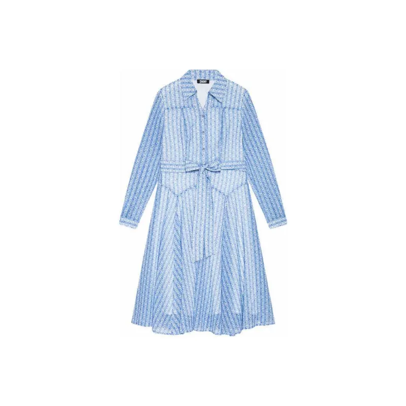 DKNY Long Sleeved Dress Women's Blue-0