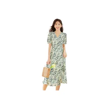 Hopeshow Short Sleeved Dresses Women's Black With Floral 658