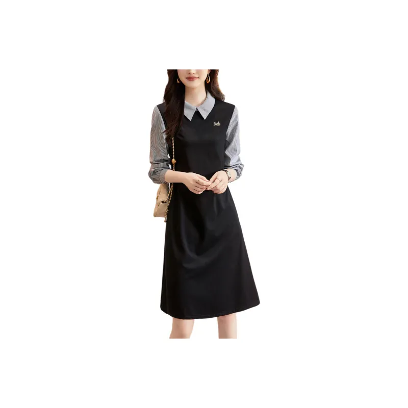 XWI Skirt Long Sleeved Dress Women's Black-0
