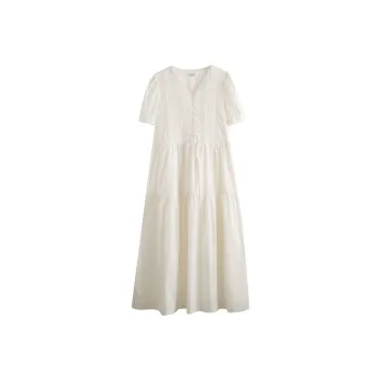 Olrain Short Sleeved Dresses Women's Apricot White