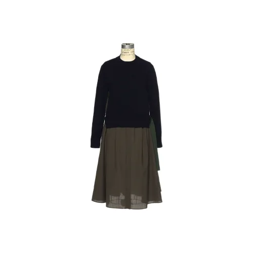 Sacai Barneys New York Silver Seat Flagship Store 20th Anniversary Commemoration Series Long-Sleeved Dresses Women's Khaki