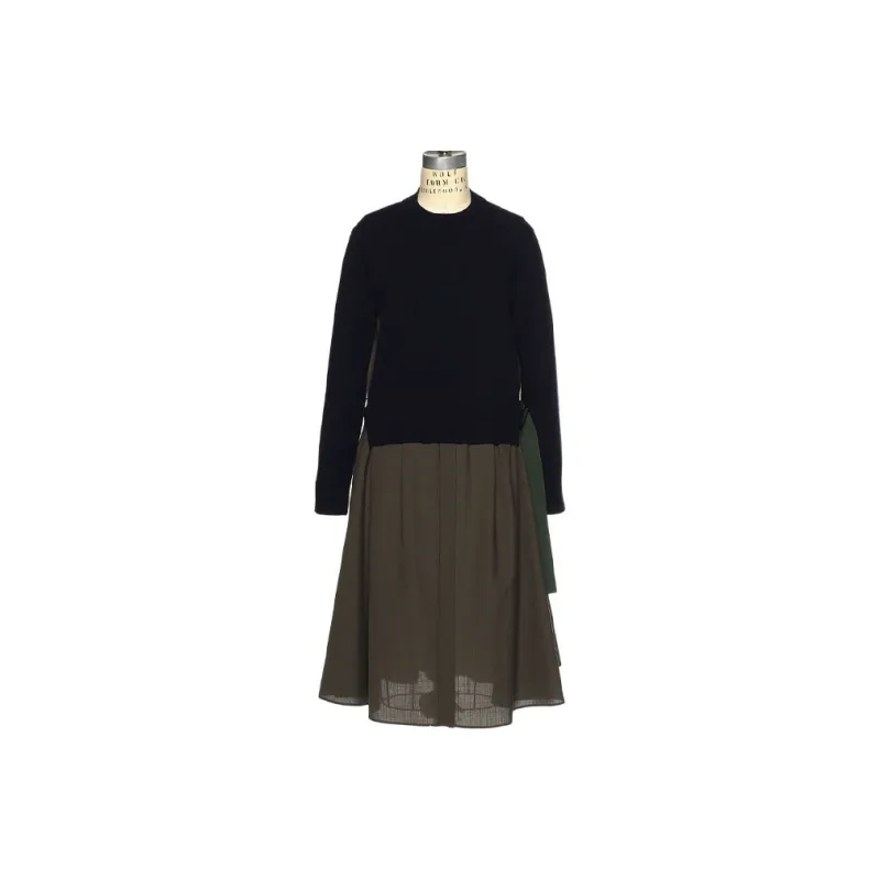 Sacai Barneys New York Silver Seat Flagship Store 20th Anniversary Commemoration Series Long-Sleeved Dresses Women's Khaki-0