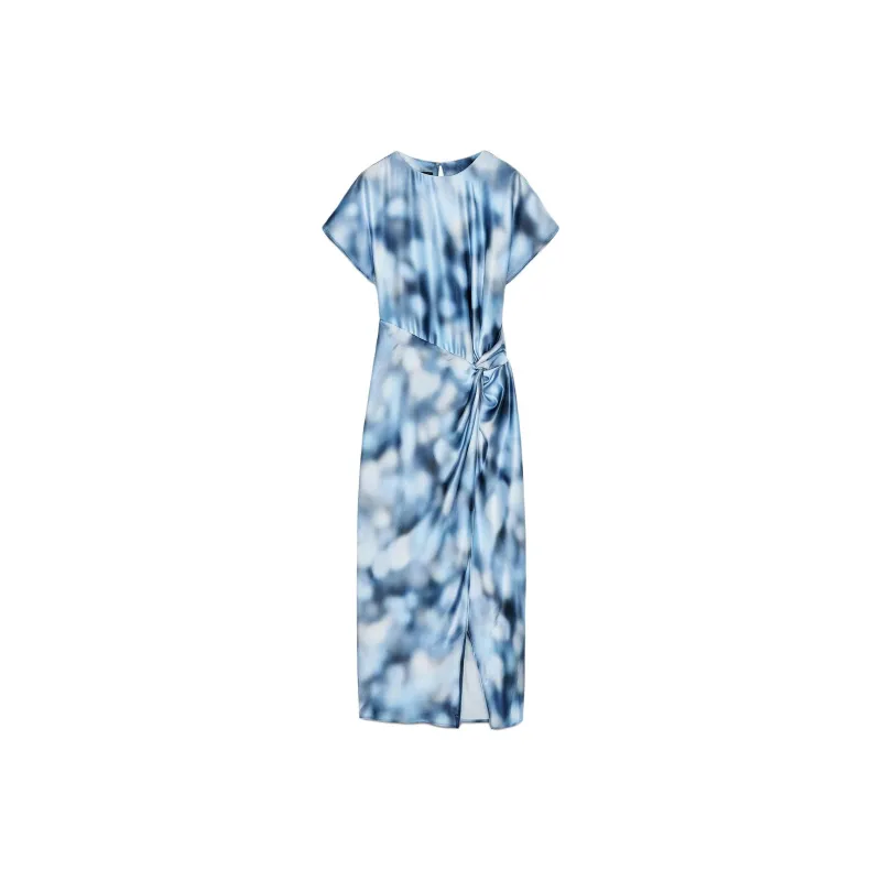 ZARA Short Sleeved Dress Women's Blue-0