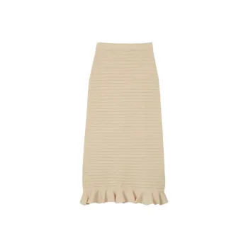 Sandro Knit Long Skirts Women's Beige Yellow