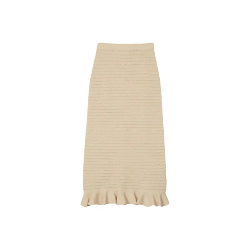 Sandro Knit Long Skirts Women's Beige Yellow-0