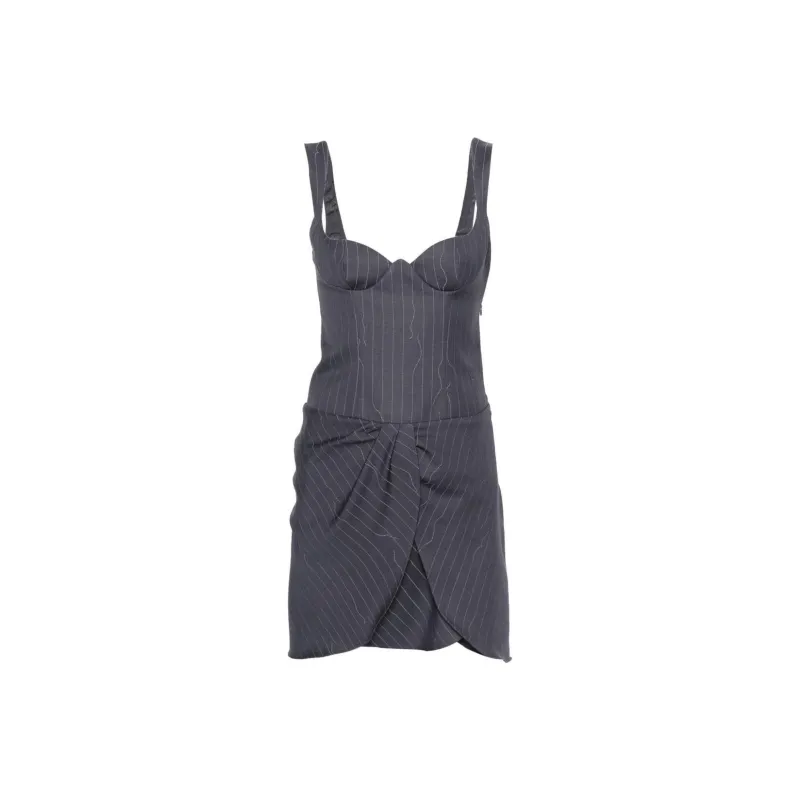 OFF-WHITE Pinstripe Twist Mini Dress-0