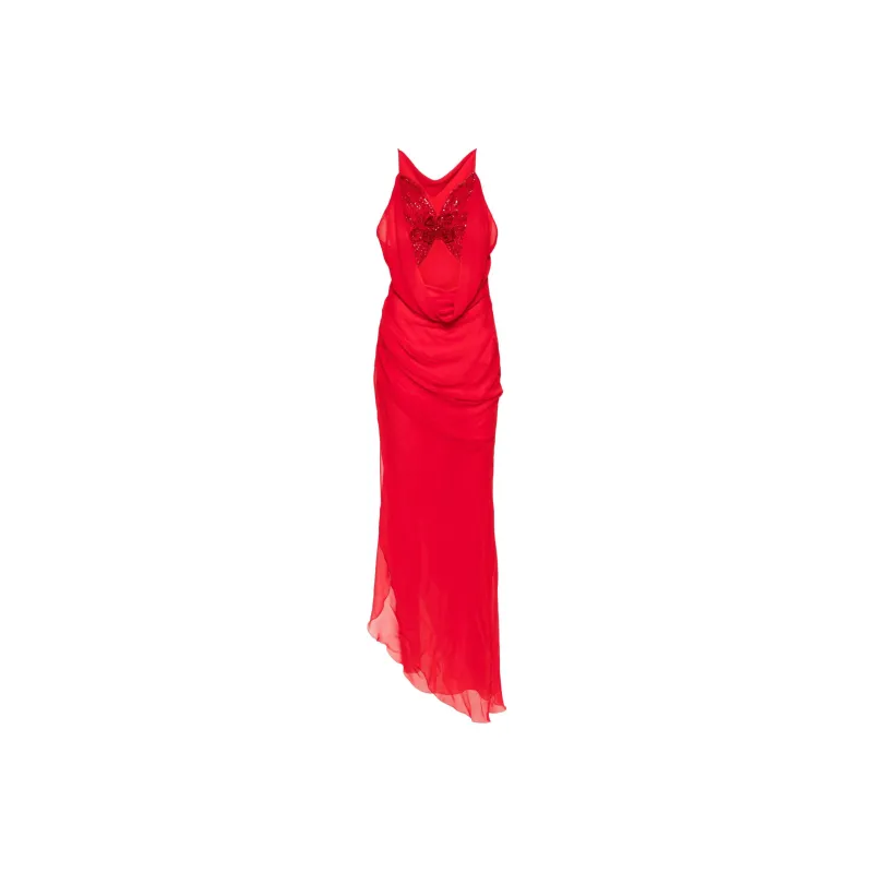 Blumarine Butterfly Crepe Asymmetric Dress-0