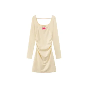 CHUU Long Sleeved Dresses Women's White Apricot