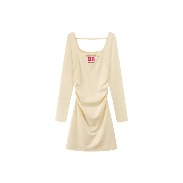 CHUU Long Sleeved Dresses Women's White Apricot-0