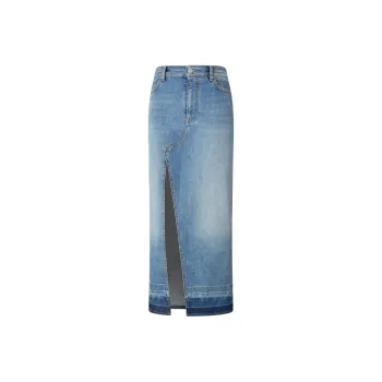 PINKO Side Slit Midi Denim Skirt