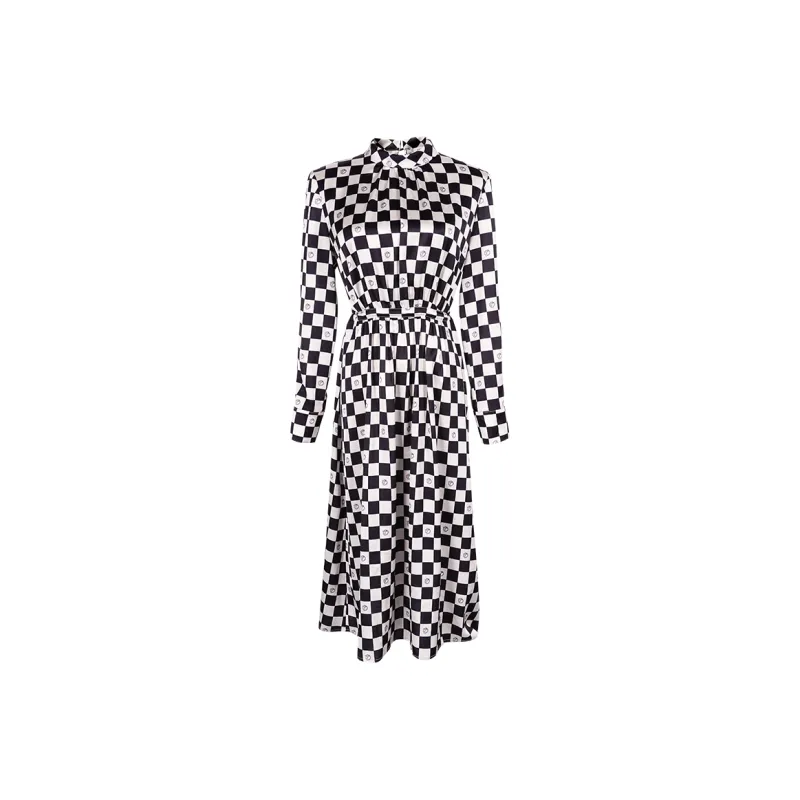 MISSSHINE Long Sleeved Dresses Women's Black/White-0