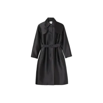 Sandro Belted Satin Trench Coat