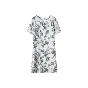 H YXIANG Short Sleeved Dresses Women's White Base Vine