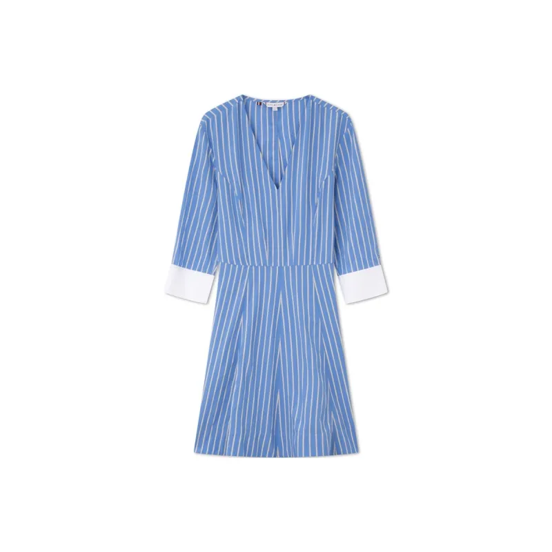 Tommy Hilfiger Long Sleeved Dresses Women's Blue White Stripes-0