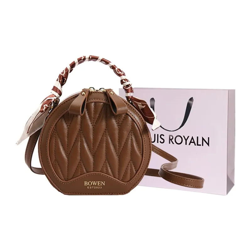 LOUIS ROYALN PU One Shoulder Handbag Regular Women's Brown White/Black/Black White/Brown-9