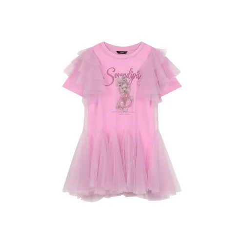 ELF SACK Short Sleeved Dresses Women's Cute Pink